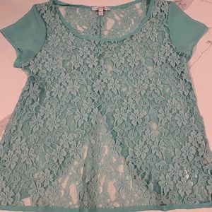 Delias Teal Lace top